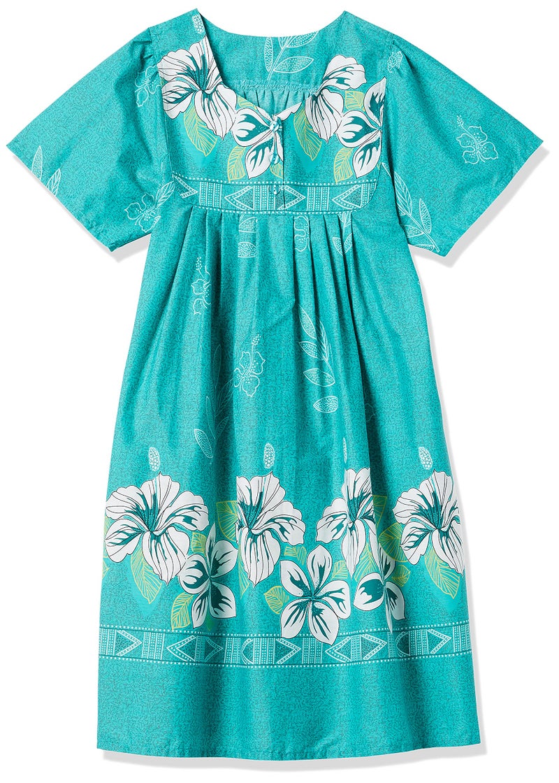 AmeriMark Womens Muumuu House Patio Dress â€“ Ladies Flowy Short Sleeve Sun Dress Lounger Gown Sleepwear - Jade - 1X - Image 4